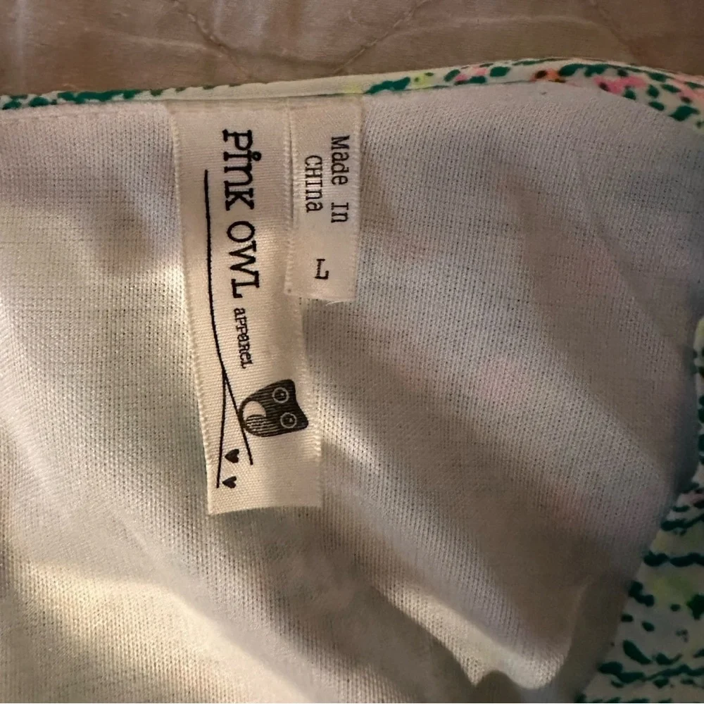 Pink Owl- Teal and Pink women’s Dress with bow- Size- large- like new! - Picture 2 of 8